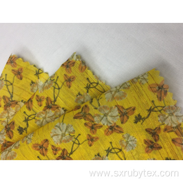 Polyester Yoryu Chiffon With Silver Lurex Print Fabric
